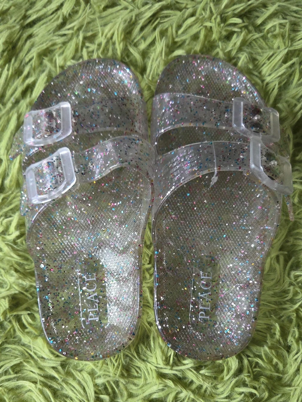 The Children's Place Clear Glitter Slide Sandals - Multicolor‎ Sparkle